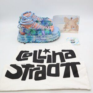 UGG X Collina Straga Goldenglow Platform Women's 8 Blue Floral Gladiator Sandals